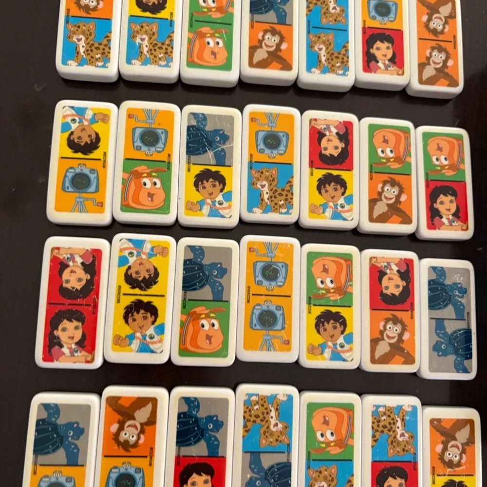 Nick Jr Go Diego Go Dominoes 28 Plastic Pieces in Collector Storage‎ Tin 9003